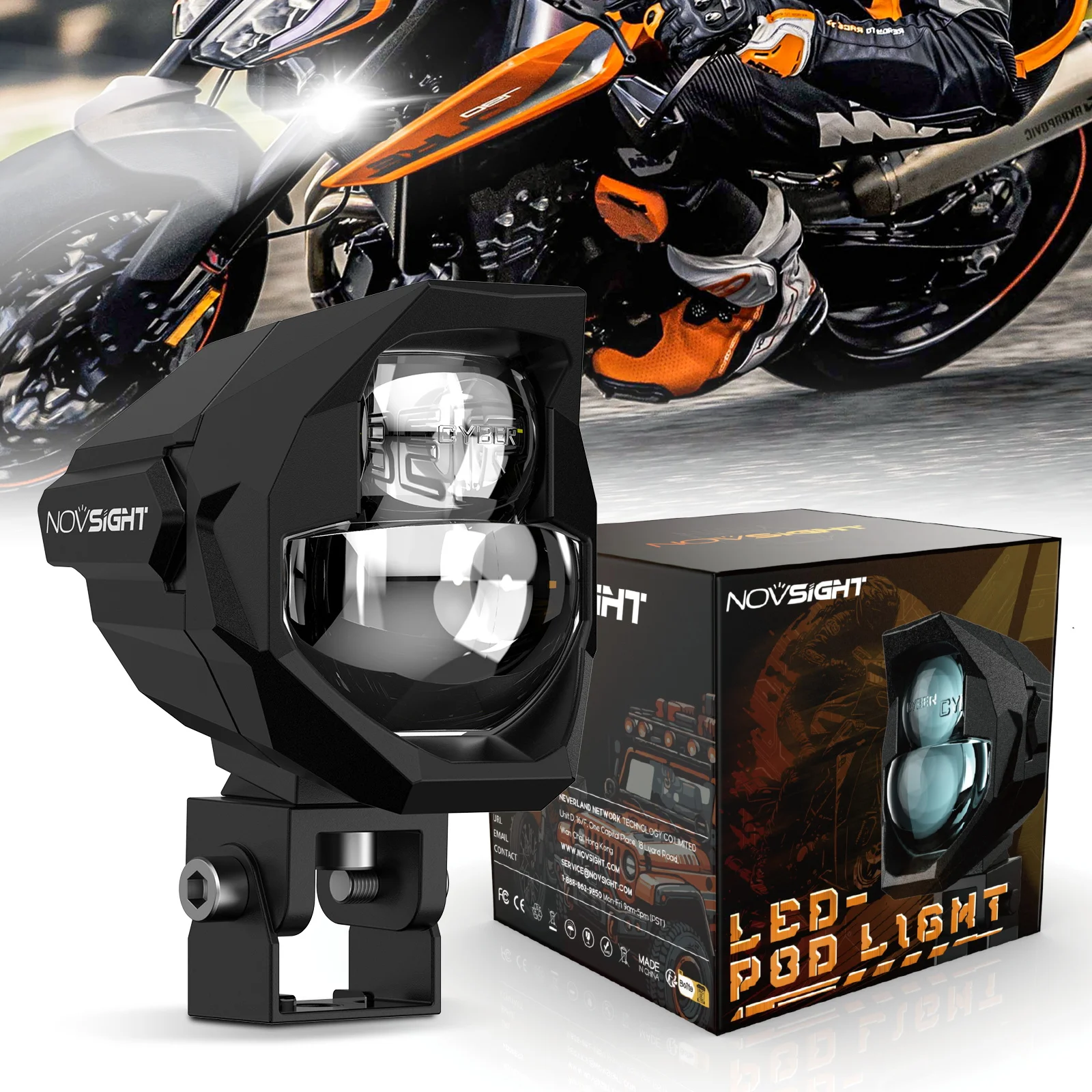 

Novsight A500 WL13 Motorcycle Spotlight Headlight Fog Lights Accessories 3000K 45W Off Road Driving Light Auxiliary Light 1PC