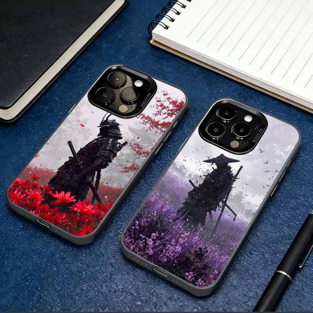 

Japanese B-Bushido S-Samurai Phone Case For iPhone 17,16,15,14,13,12,11 Plus,Pro Max,XS,Colorful Silver Phone case Funda Cover
