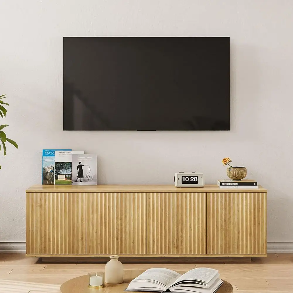 

LED-Illuminated 75 TV Stand with Storage Shelves and Cable Organizer