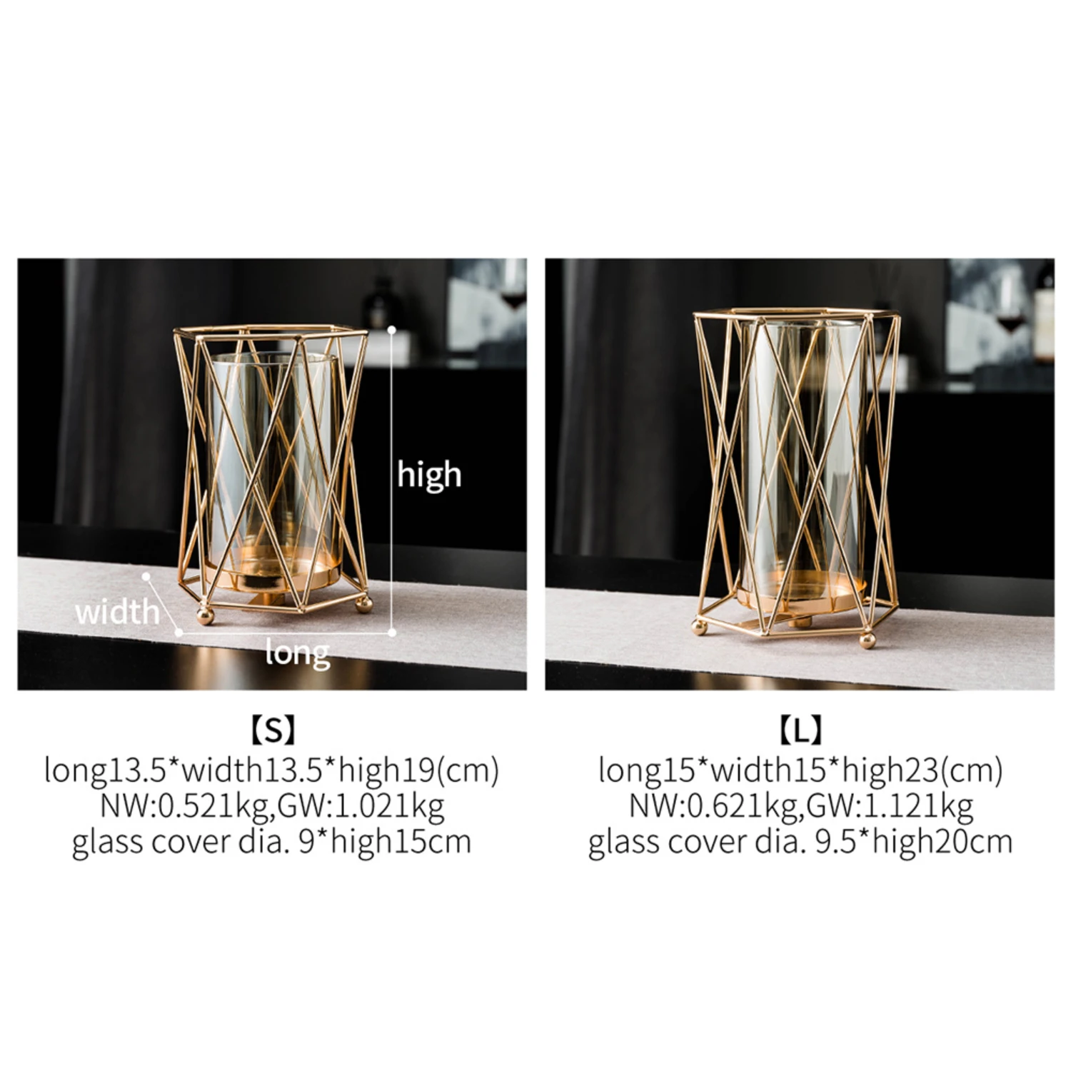 New Enhance your living space with stunning sophistication and luxurious charm by adding this exquisite gold metal candle holder