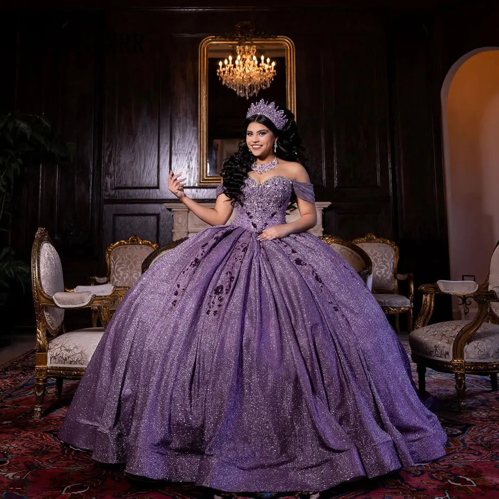 

Фиолетовое бальное платье по индивидуальному заказу, платье Quinceanera, 2026 г., милое платье принцессы в форме сердца, сладкое 16 Vestido De XV Años, праздничное платье на день рождения 15
