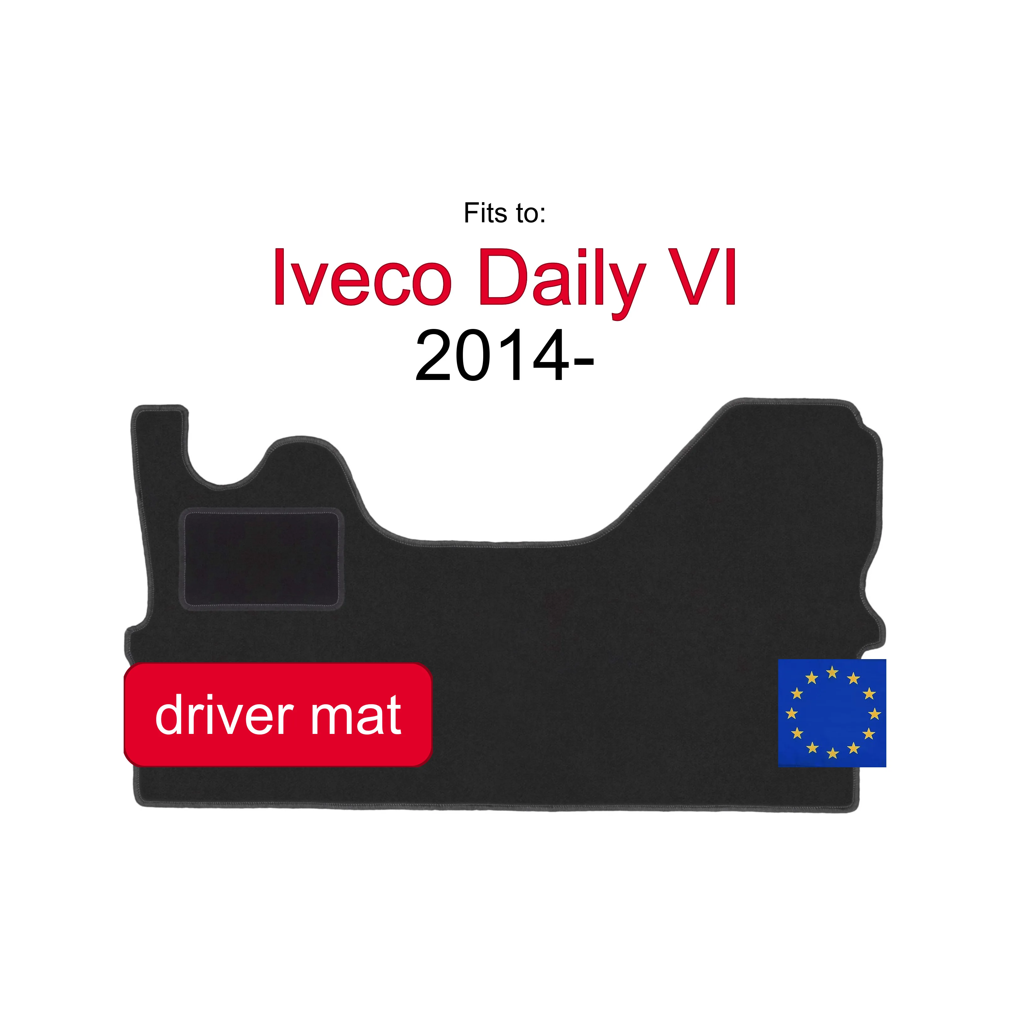 Velour tapijt voor bestuurderszijde voor Iveco Daily VI bestelauto (2014-) - grafiet, passend (1 stuk)