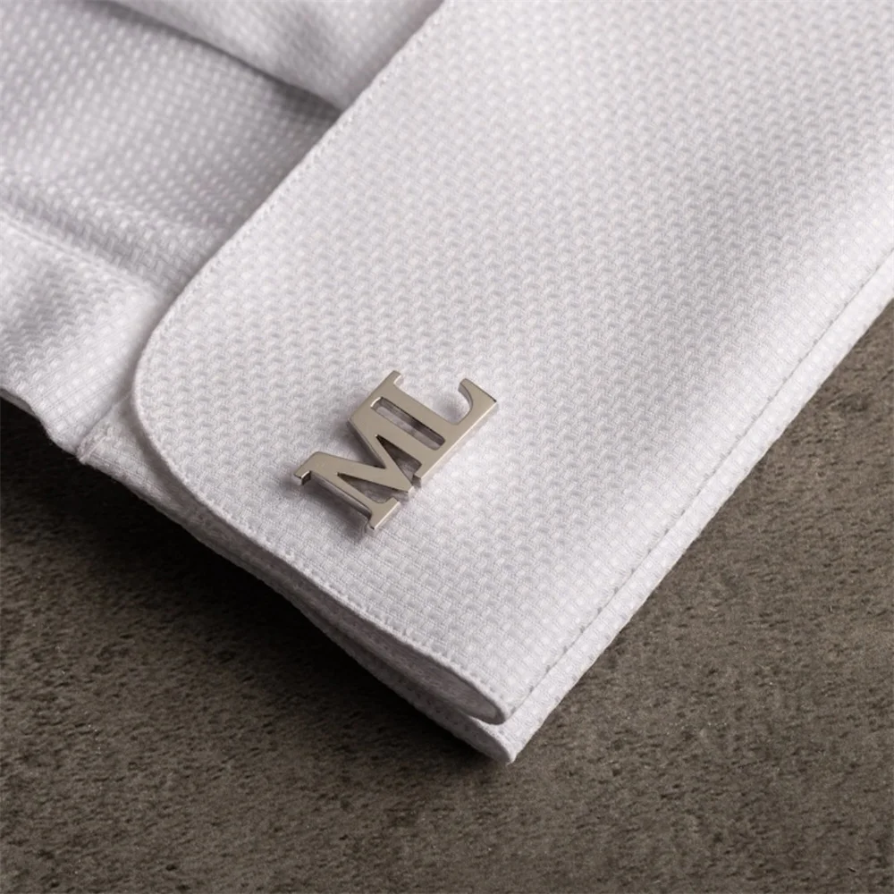 Fashion Customize Letter Cufflinks Stainless Steel Men's Initials Cuff Buttons Wedding for Men Personalized Name Jewelry Gifts