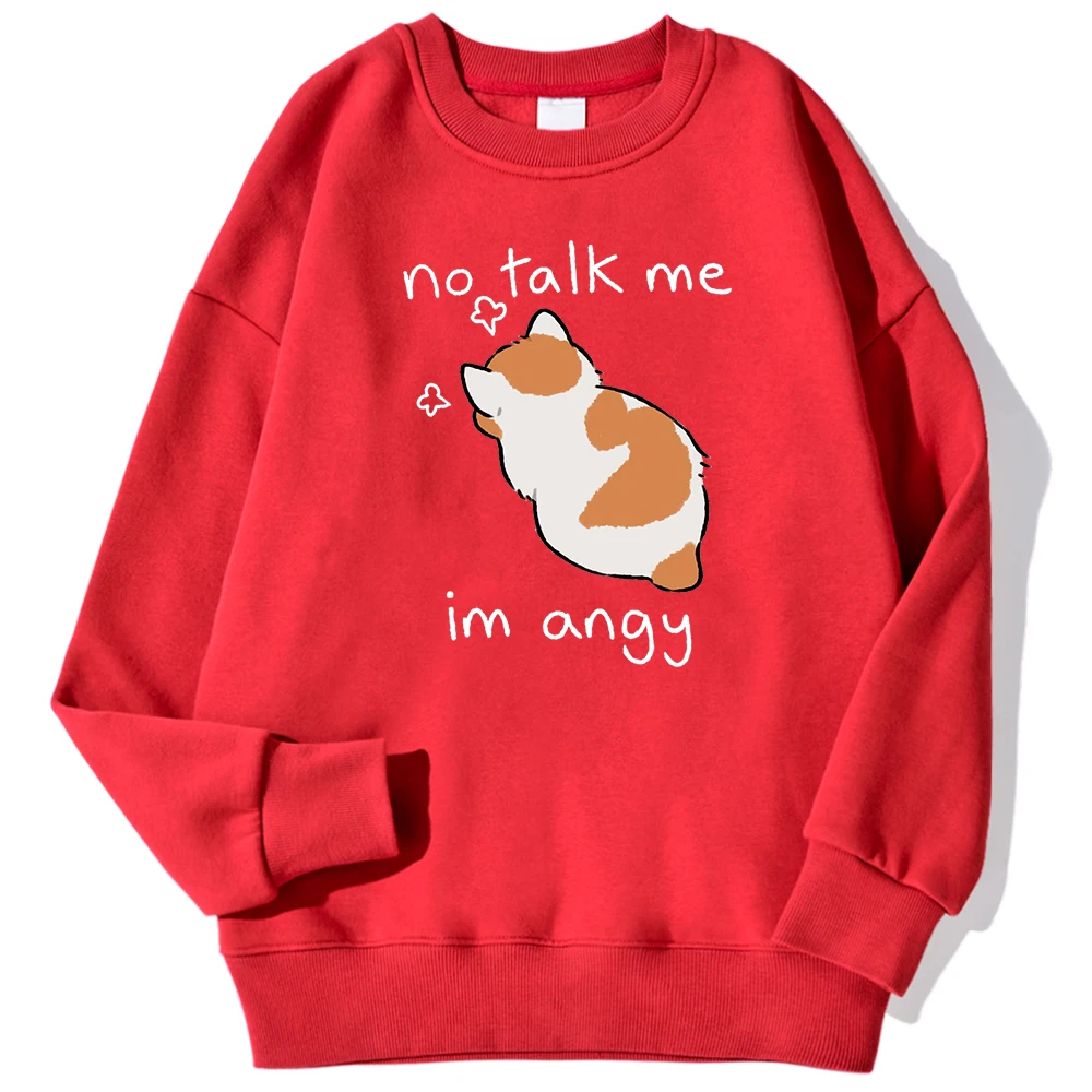 Tsundere Cat No Talk Me Im Angy Print Man Sweatshirt Casual Comfortable Warm Hoodie Street Fashion Pullover Autumn Fleece Tops