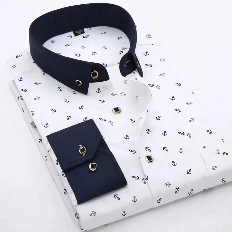 

NEW Printed Shirt Mens Fashion Casual Long Sleeved Slim Fit Male Social Business Dress Shirt Brand Clothing Soft Comfortable