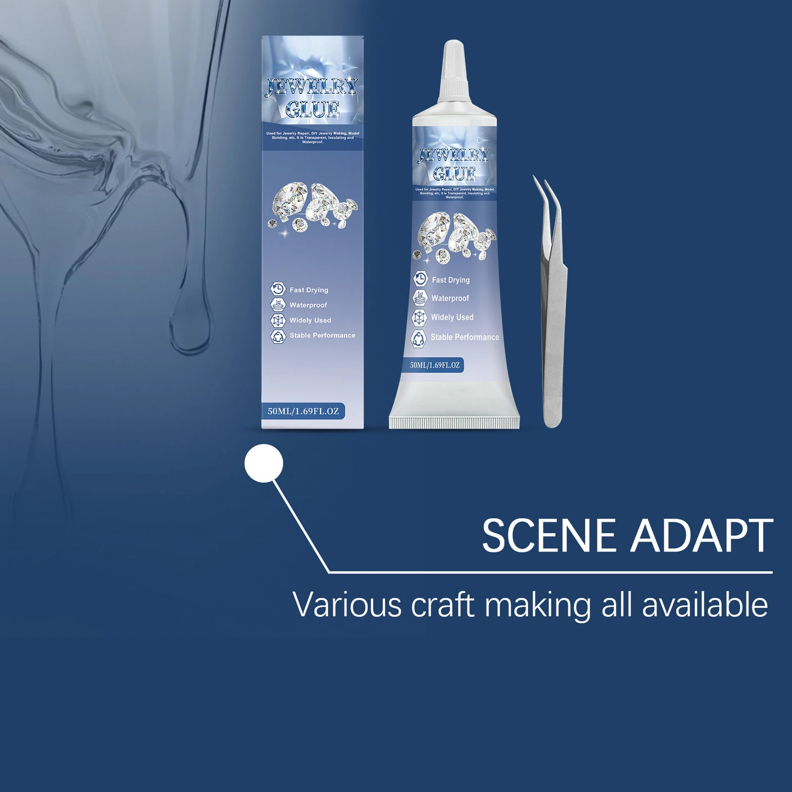 Transparent Jewelry Glue For Diamond Setting Waterproof Strong Adhesion Quick Curing