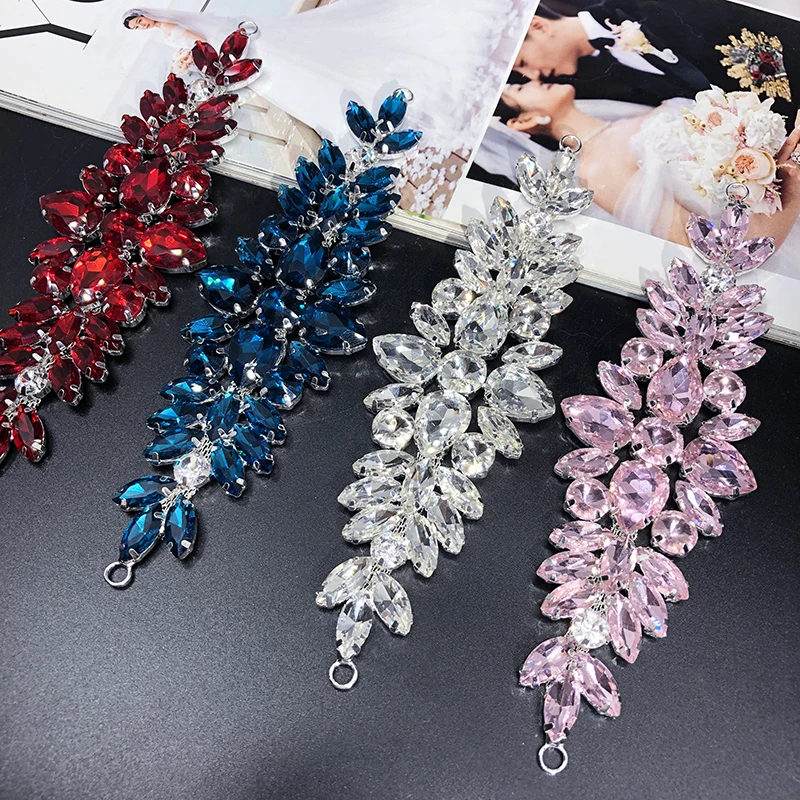 Qing Family Colorful Crystal Patch Sewing On Rhinestone Glass Welding Flower Decal For Wedding Boots Decorative Accessories