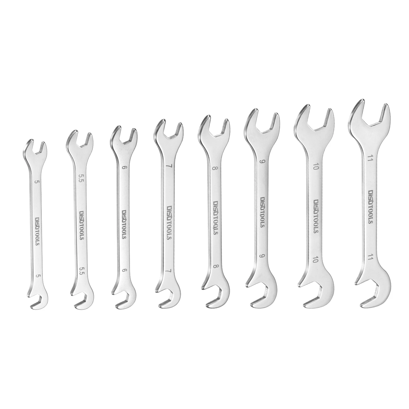 Super-Thin Open End Wrench Set 5/5.5/6/7/8/9/10/11mm Metric Double Open-End Wrench Spanner with 15°and 75° Angled for Repairs