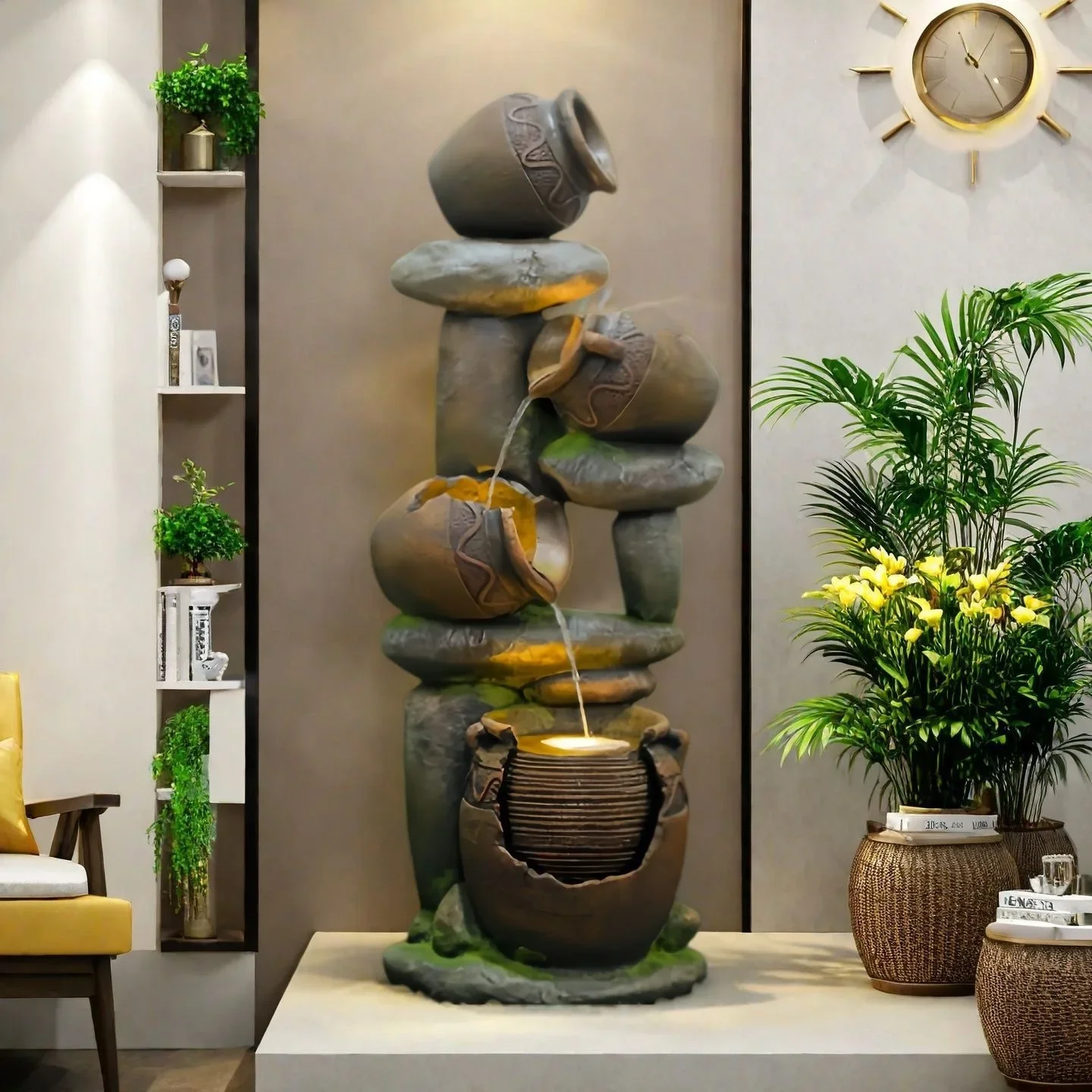 Foreign trade is simple and modern, light luxury flowing water ornament, living room entrance fountain circulating water floor