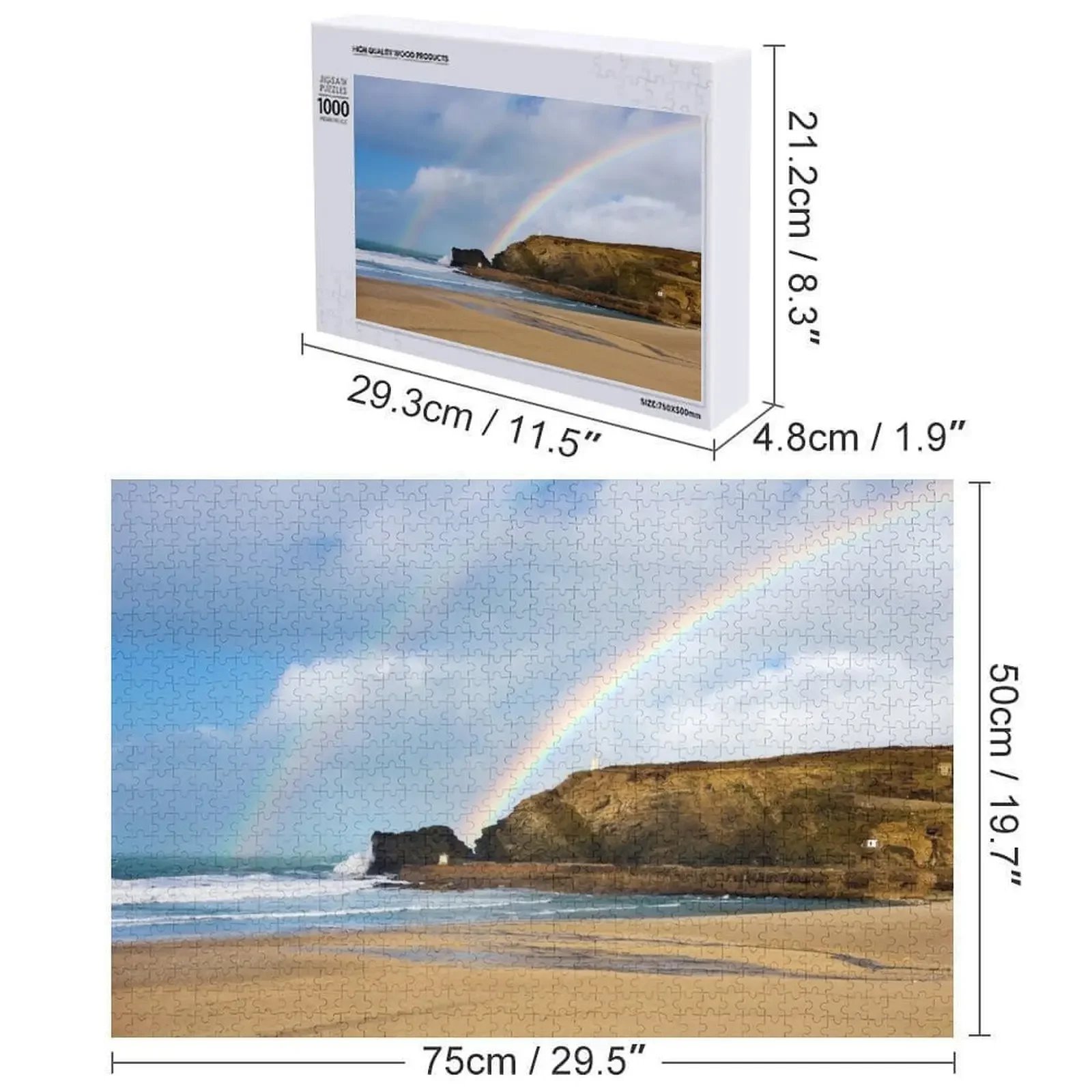 จิ๊กซอว์รูปสายรุ้งเหนือภาพเหมือน ของเล่นไม้ ปรับแต่งชื่อได้ สำหรับเด็ก