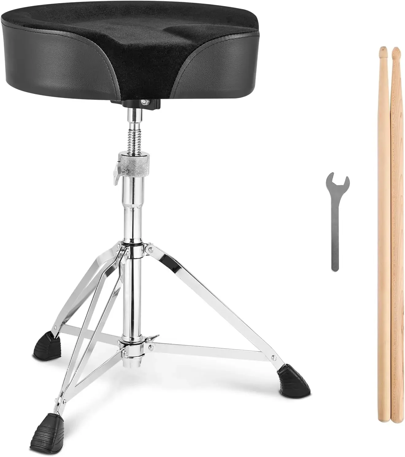

Saddle Drum Throne, 22-27.8 in / 560-705 mm Height Adjustable, Padded Drum Stool Seat with Anti-Slip