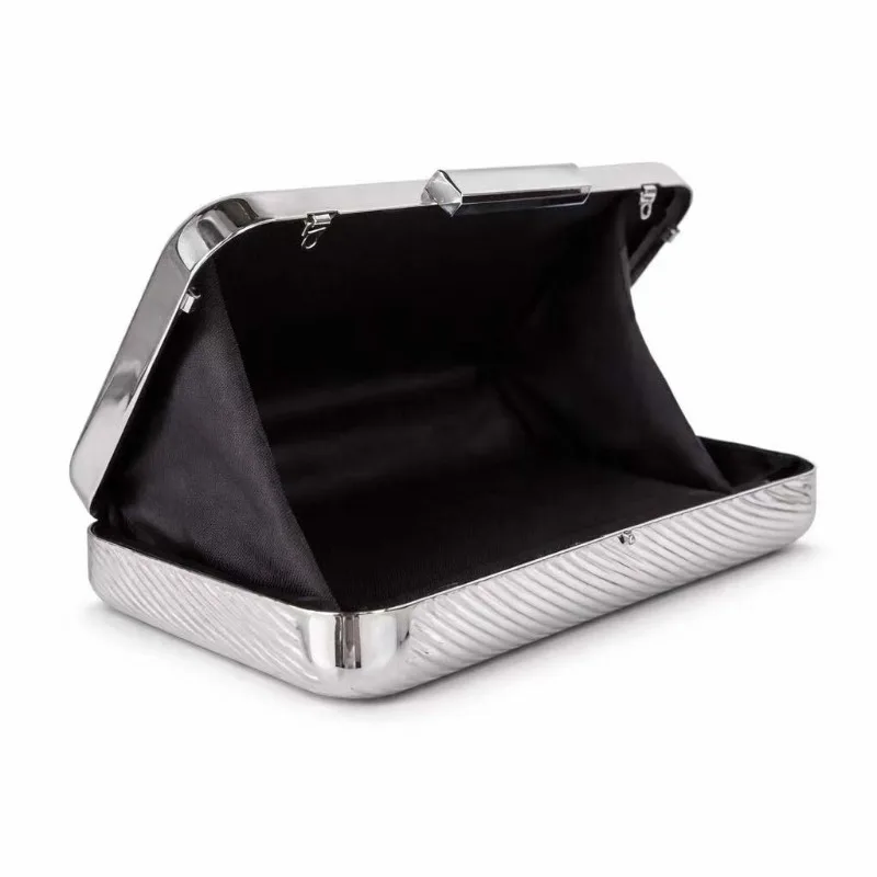 Women Rose Gold Wave Textured Clutch Bag Wedding Party Square Glossy Evening Purse Silver Handbag for Night Party Bolsa Feminina view 4