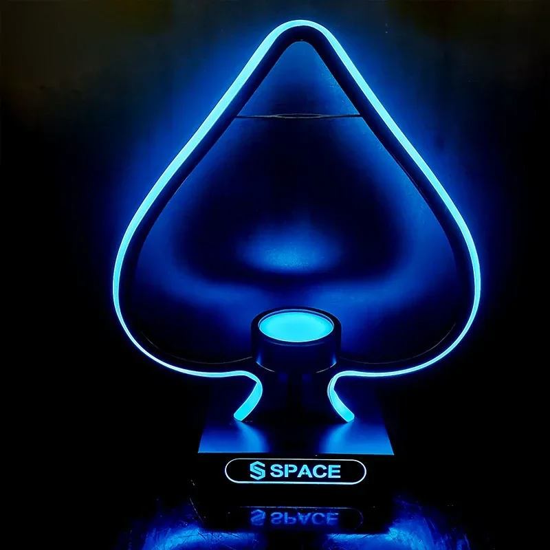 Base de Botella de Vino Personalizada para Bar VIP con LED RGB, Glorificador de Botellas Recargable con Diseño de As de Espadas, Presentador de Botellas de Vino Acrílico