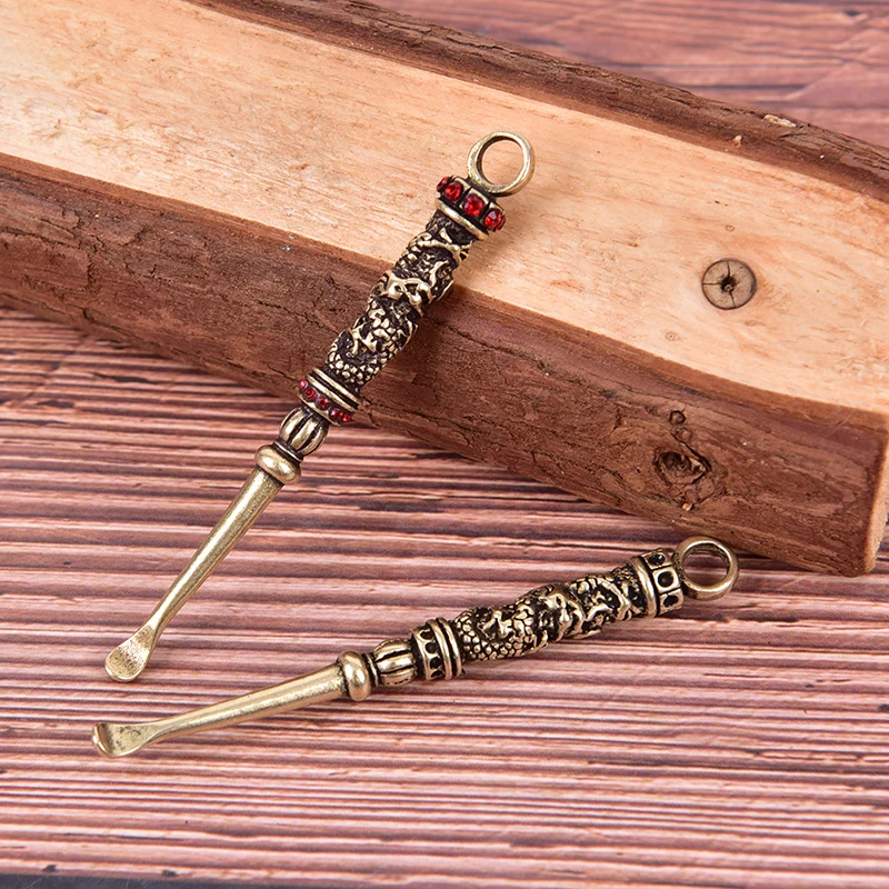 منظف الأذن النحاس عارية المرأة مزيل Earpick ملعقة صغيرة سلاسل المفاتيح خمر النحاس