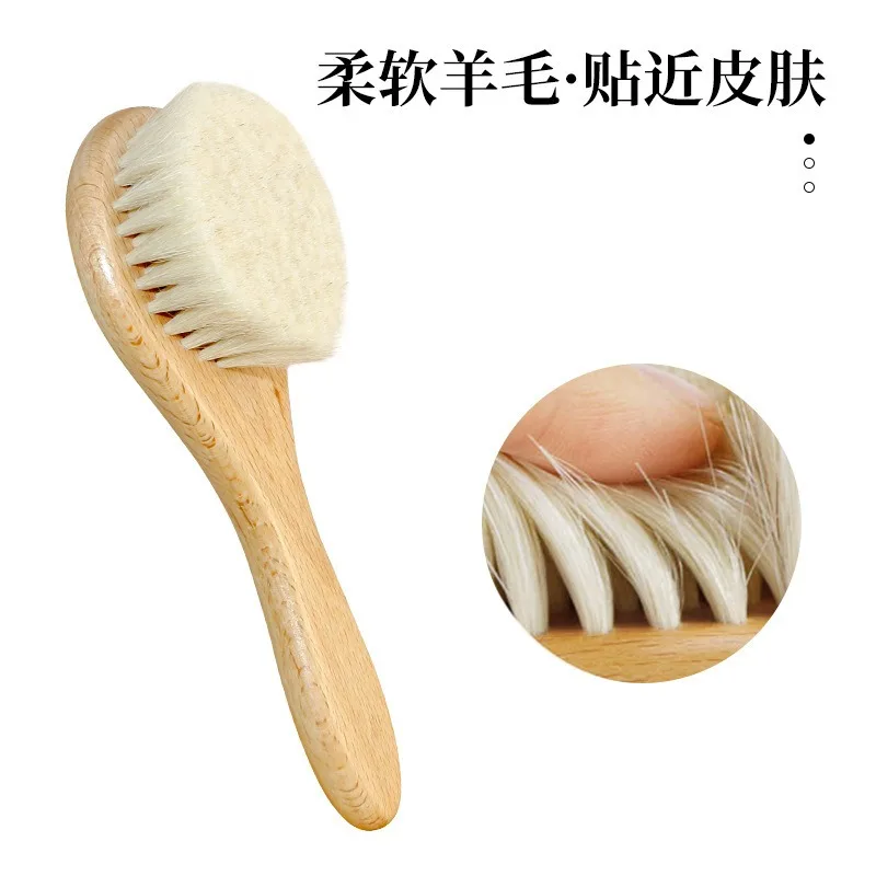 Newborn Baby Wool Brush Set Children's Care Wooden Comb Massage Airbag Comb, Baby Shampoo Comb Portable Bath Brush Comb for Kids