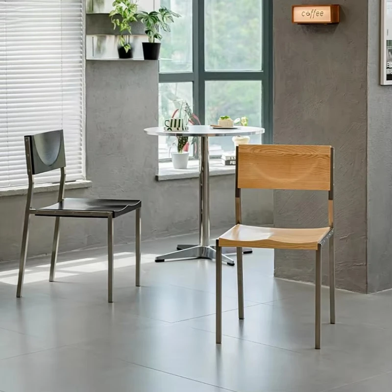 Modern style hotel restaurant wooden dining chairs villa living room metal frame chair furniture
