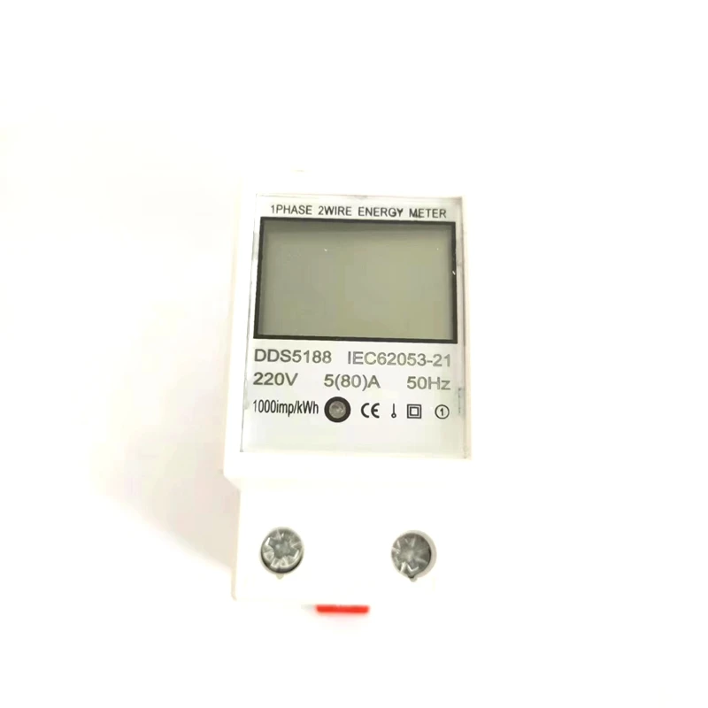 LCD Digital Power Consumption Single Phase Energy Meter Watt Meter kWh 5(80)A 220V AC 50Hz Electric Din Rail