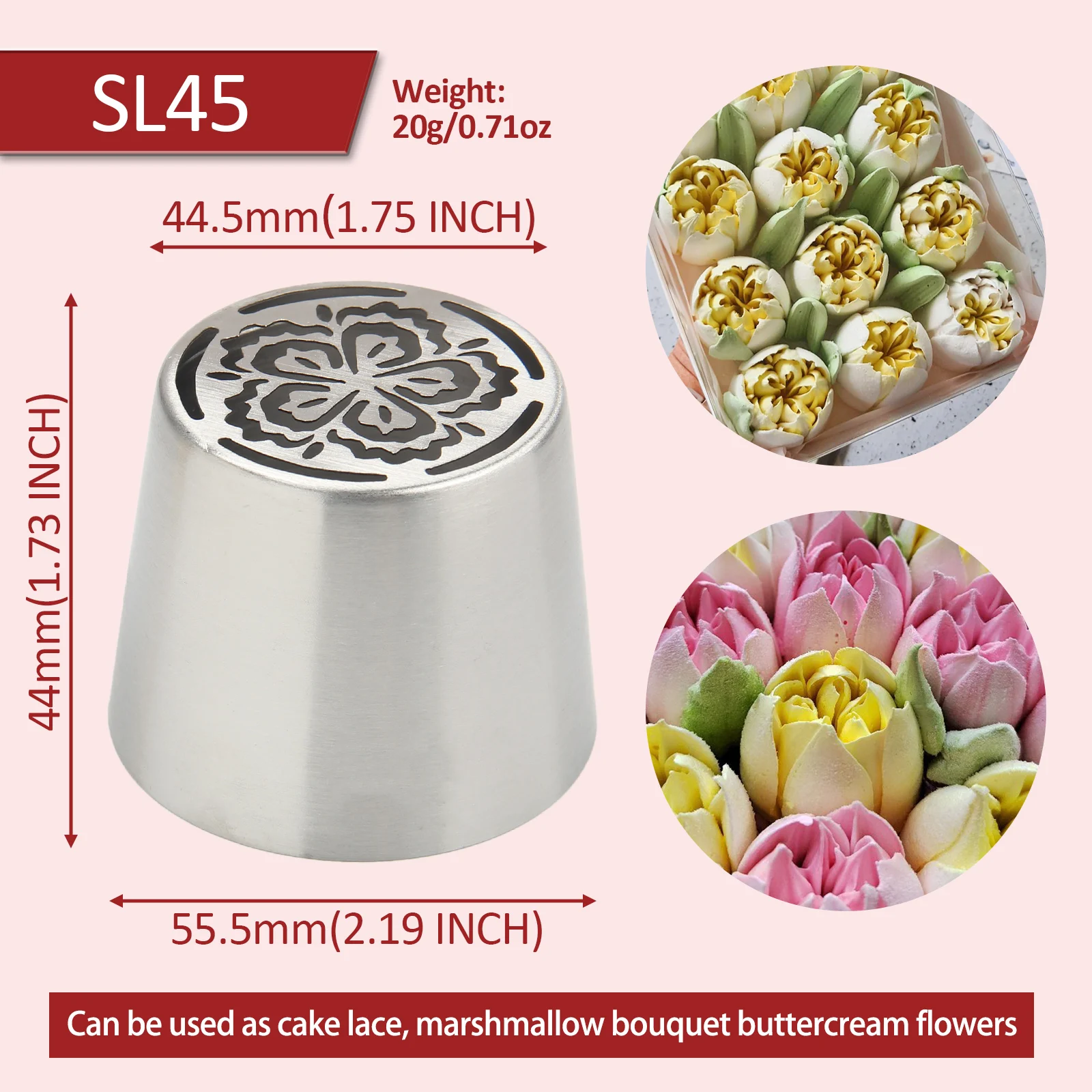 New Marshmallow Laminating Nozzle Tulip Rose Buttercream Russian Squeeze Nozzle Cake Baking Tools #SL45