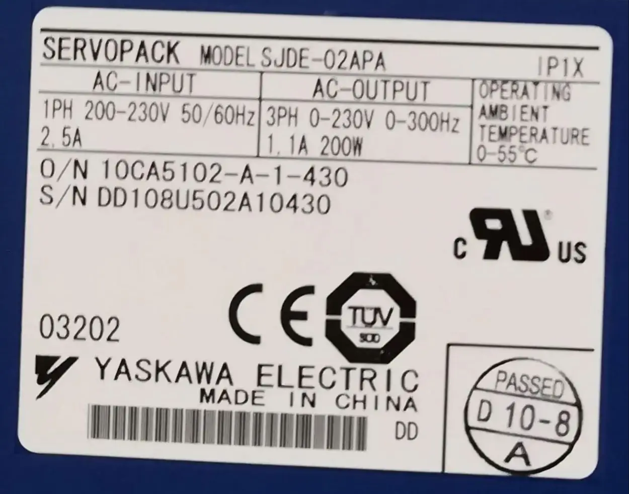 

Brand New SJDE-02APA Servo Drive，SJDE 02APA，Fast shipping，In Stock
