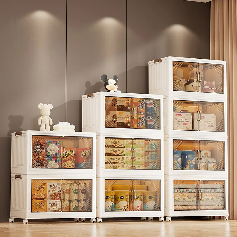 

5 Layers folding storage cabinet toy storage box storage cabinet household multi-layer double door with wheels multi-layer