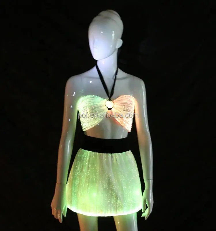 

Led Luminous Fashion sexy nighty wear exotic belly dance skirt costumes dancewear stripper outfit set