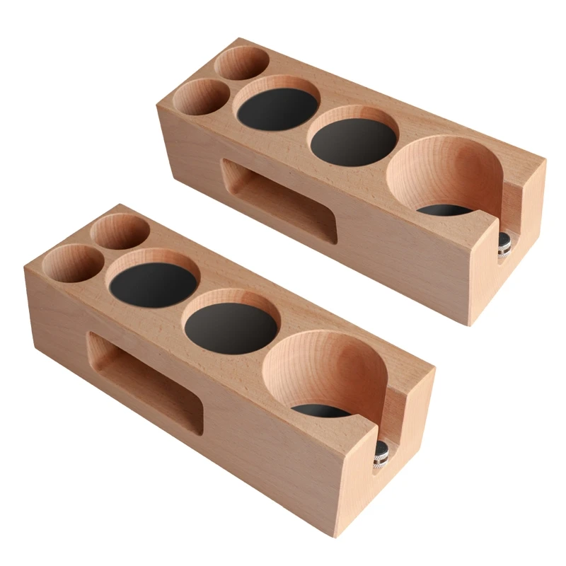 Card Slot Design Easy Access Wooden Espresso Tamper Mat Stand Safe Wooden Coffee Tamp Coffee Holder Distributor