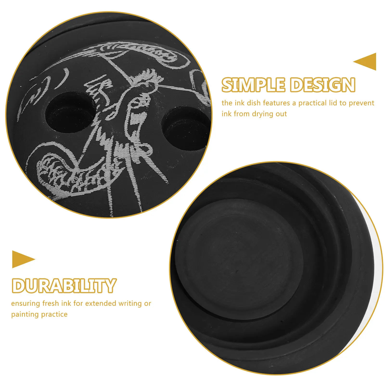 Portable Chinese Ink Dish Portable Inkwell For Art Student Retro Stone Lid Round Practice Tray Beginners