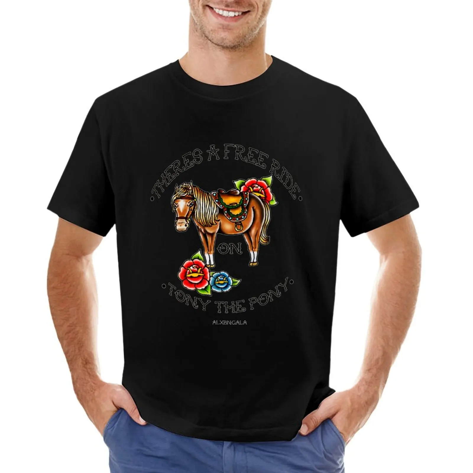 

There's a free ride on Tony the Pony T-Shirt shirts graphic tee plus size tops mens big and tall t shirts