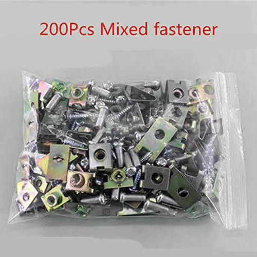 

200pcs Mixed U-Type Clips Car Body Door Panel Trim Fastener Fixed Screws U-Nuts