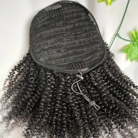 Eseewigs Afro Kinky Curly Human Hair Ponytail 4B 4C
