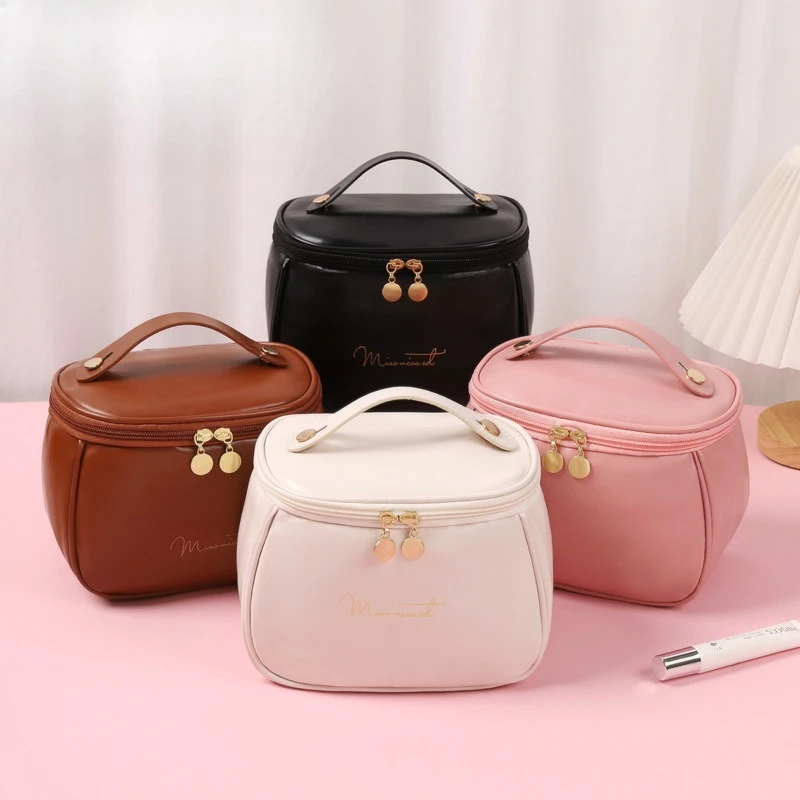 

2025 New PU Leather Cosmetic Bag For Women Multi-Functional Portable Travel Storage Makeup Case Female Toiletry Kit Bag