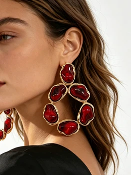 Baroque Inspired Multiple Spliced Round Hoop Pendant Earrings