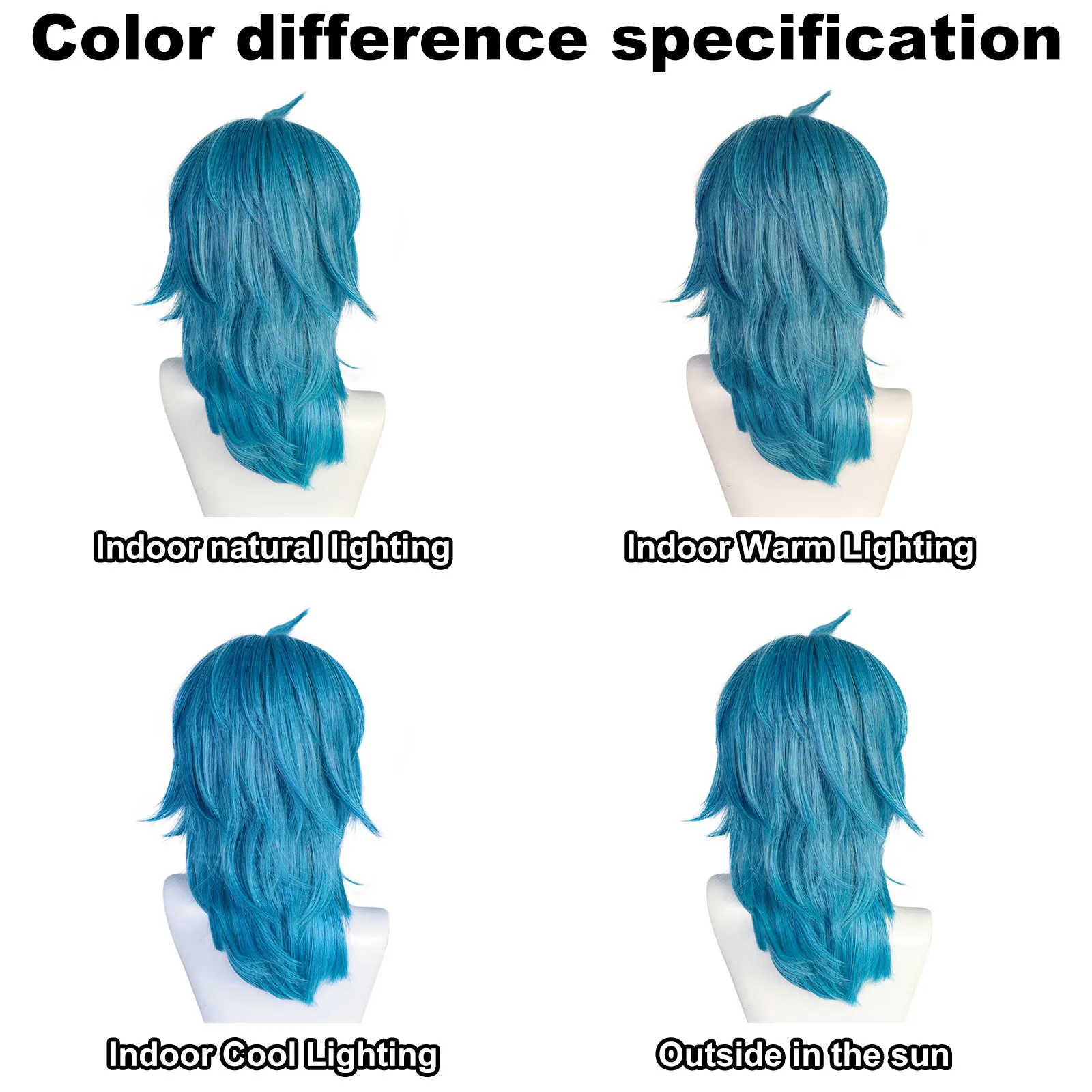 باروكة صناعية متوسطة الطول مستقيمة من وجه سالي باللون الأزرق لمعرض الهالوين الكرنفالي الهزلي #5