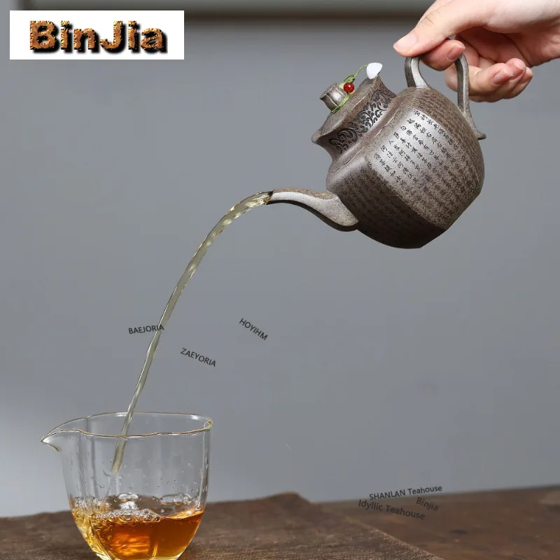 240ml High-end Yixing Purple Clay Teapots Handmade Hexagonal Pot Raw Ore Blooming Mud Kettle Zisha Tea Set Collection Gifts
