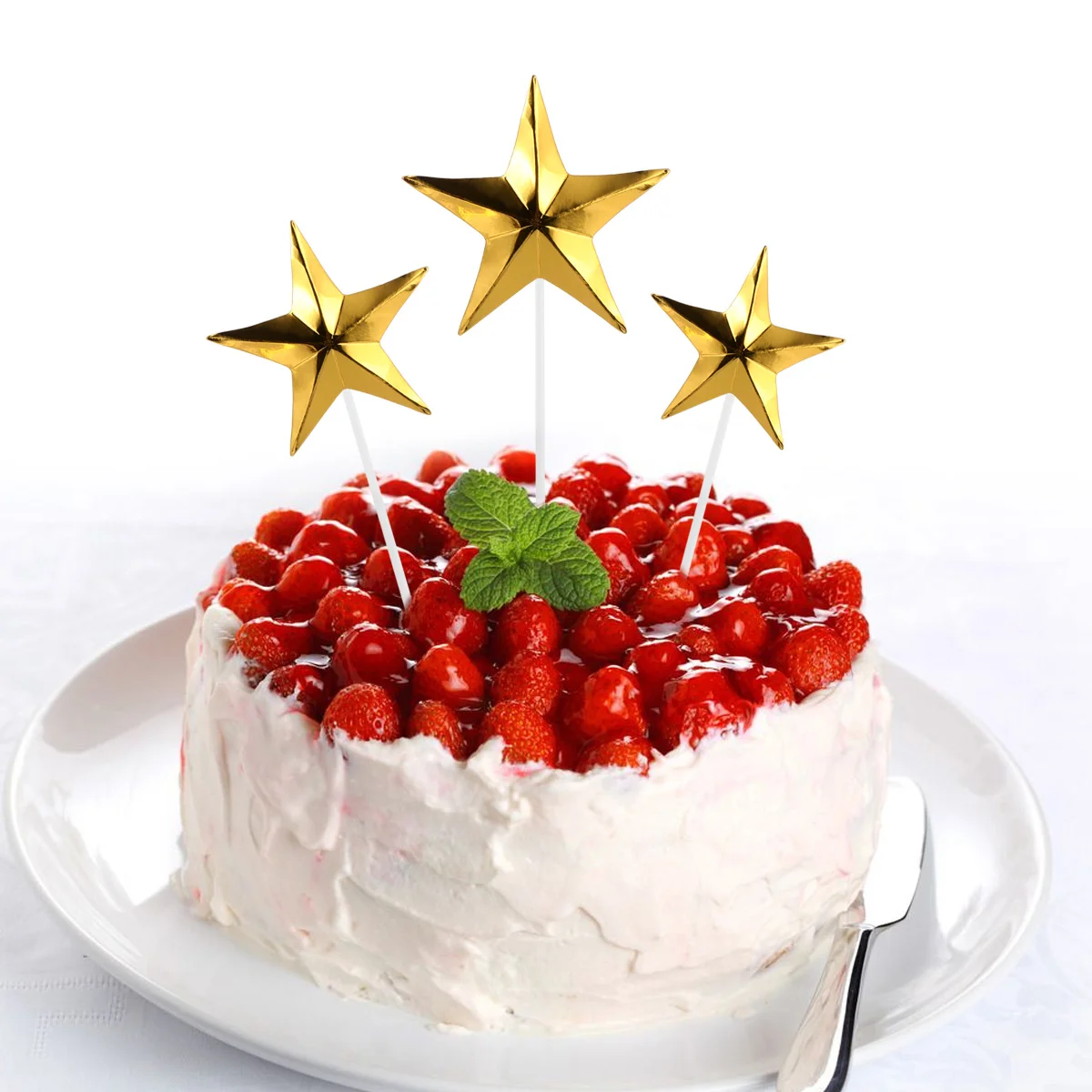 مجموعة واحدة من أغطية الكيك على شكل نجمة للطعام، متعددة المقاسات مناسبة لجميع المناسبات، أعواد تزيين الكيك، أعواد الفاكهة