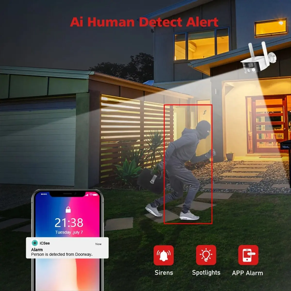 

Камера A10R 4MP 2K HD с панорамным обзором, большим экраном, двойным видением, ультрашироким углом обзора 180° ° Полноцветная камера с американской вилкой (US Plug)