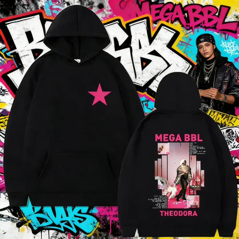 

2025 Осень Зима Рэпер Теодора Мега Бл Альбом Графика Мужчины Женщины Хип-Хоп Мода Поп-музыка 100% Чистый хлопок Толстовка с принтом