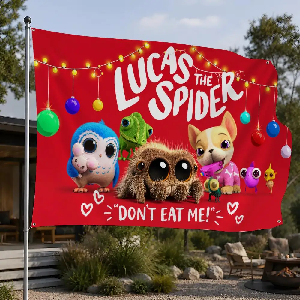 Animated Series Lucas the Spider Flags Flags Minimalist Fabric   Outdoor Garden Banner Hanging Sign for Shop Home Decor