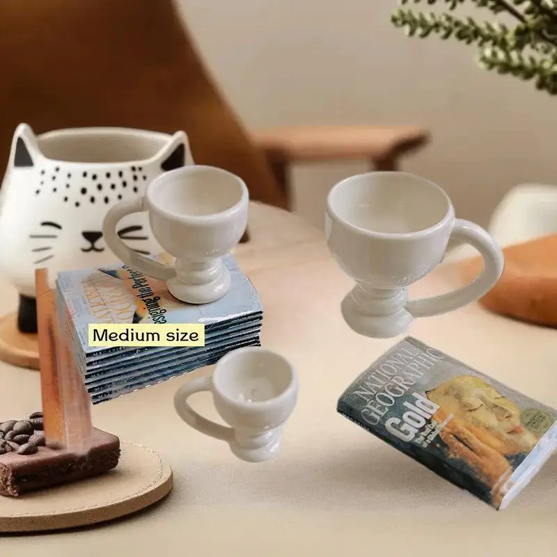 Set da 3 pezzi di modelli di tazze alte in miniatura, tazze da caffè per casa delle bambole, graziosi ornamenti giocattolo da cucina