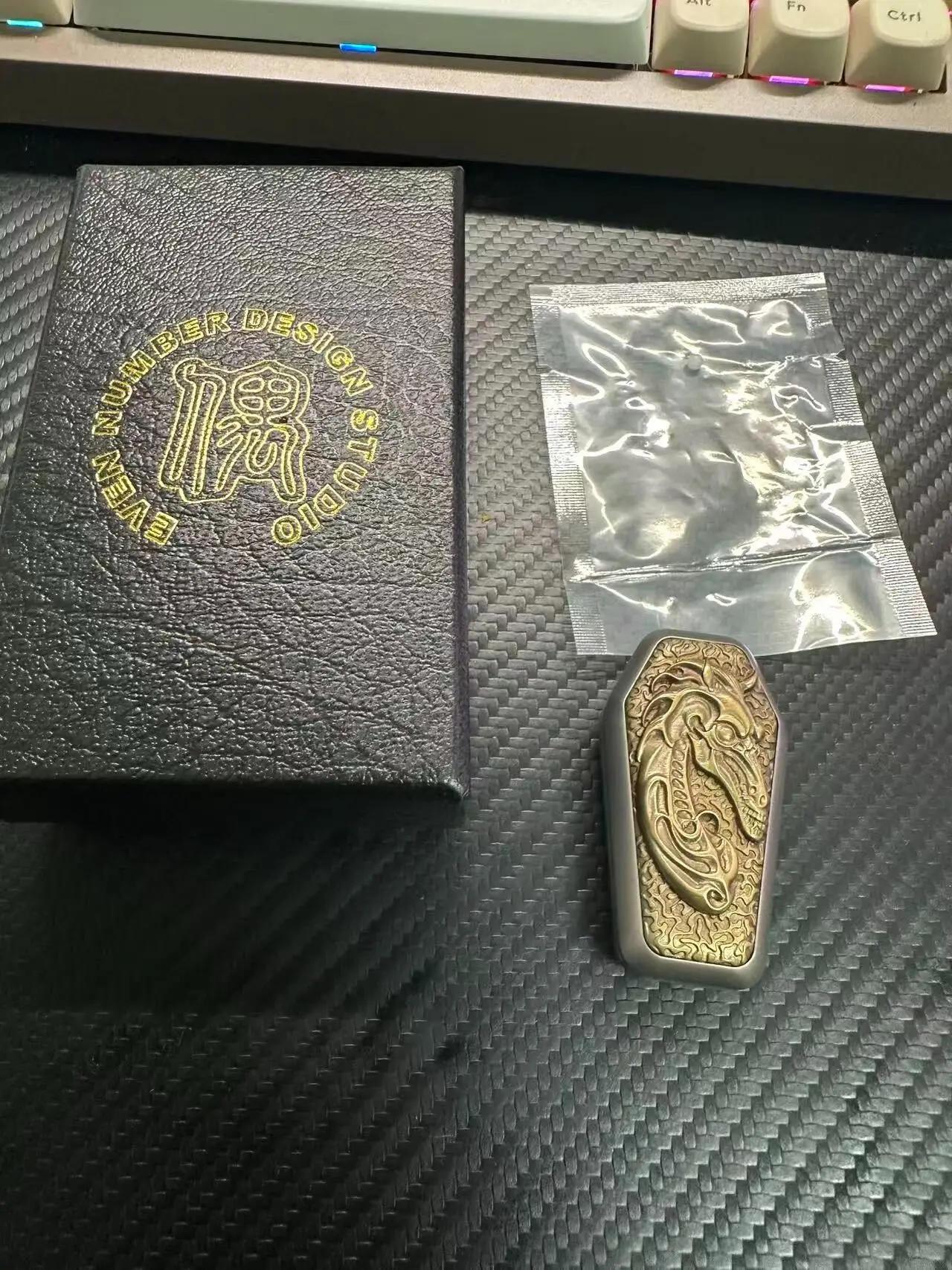Used EDC EDC Even Number, Three Generations of The Year of The Horse Official Push, Titanium + Brass Engraving, with Box