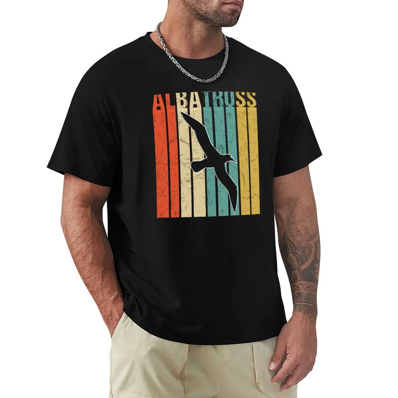 Flying Albatross vintage retro nature birds lover gifts T-Shirt Large Size Short Sleeve T-Shirt
