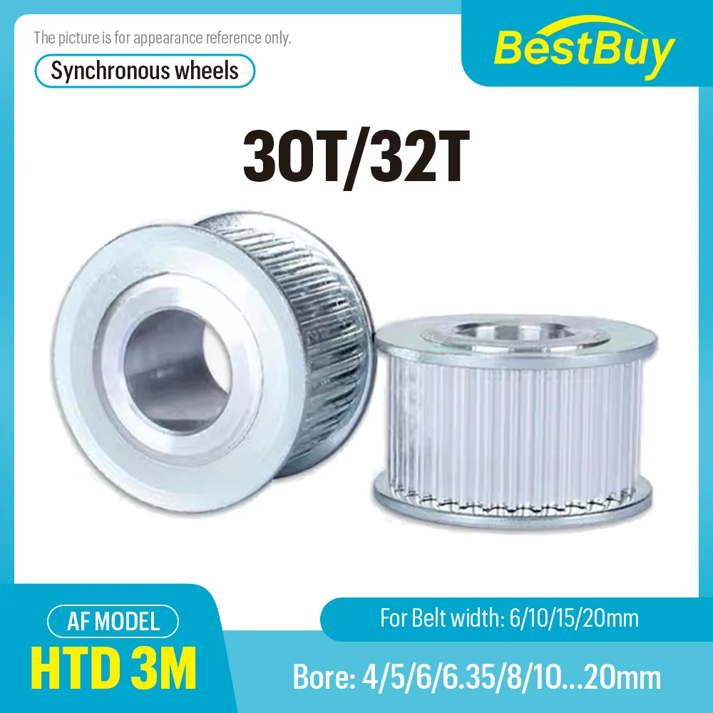 

HTD 3M 30T/32Teeth Synchronizing Wheel Bore 4-20mm Timing Belt Width 6/10/15/20mm 3D printer CNC Parts