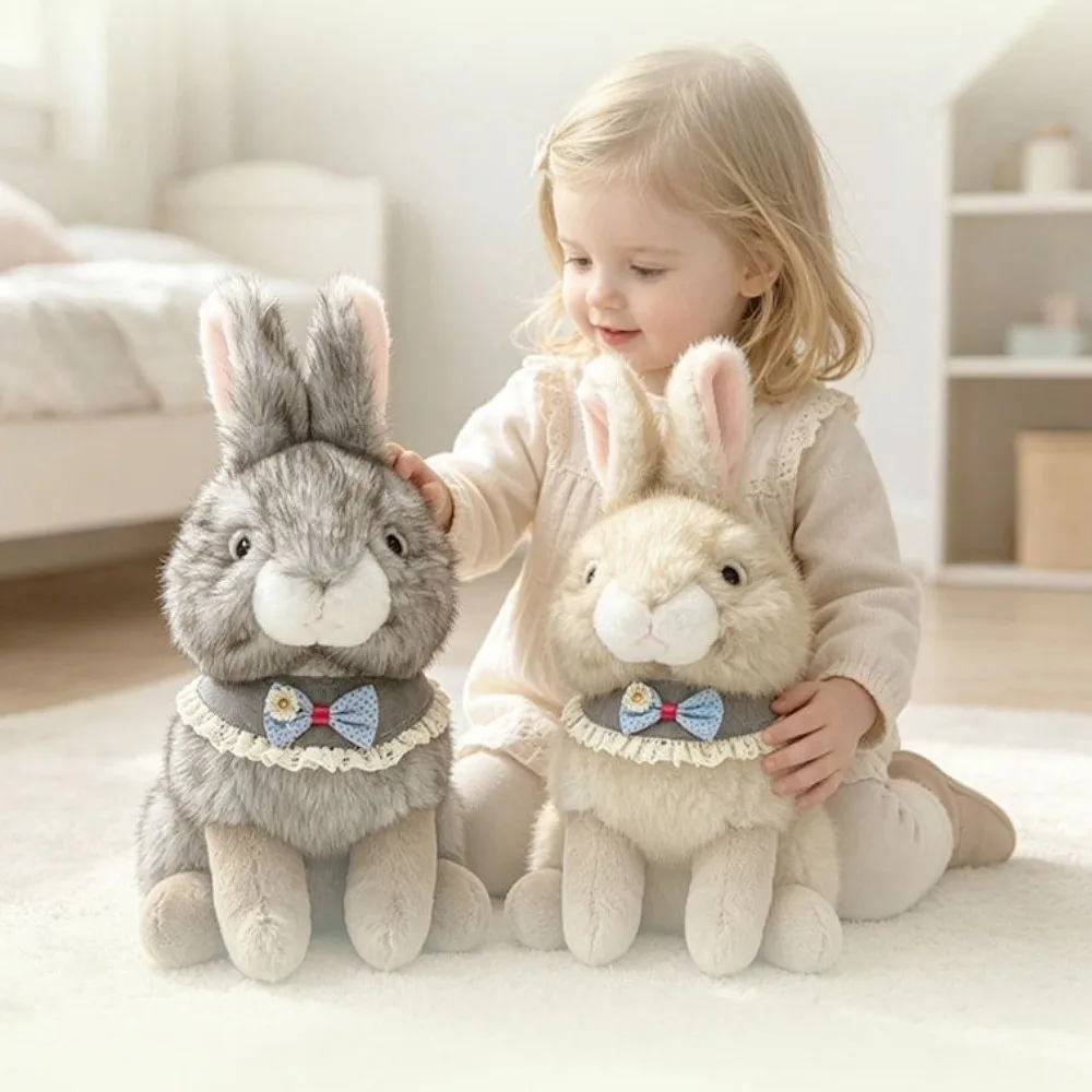 Vivid Soft Fluffy Rabbit Plush Toy Lifelike Simulation Plush Rabbit Doll Cartoon Stuffed Bunny Doll Birthday Gift