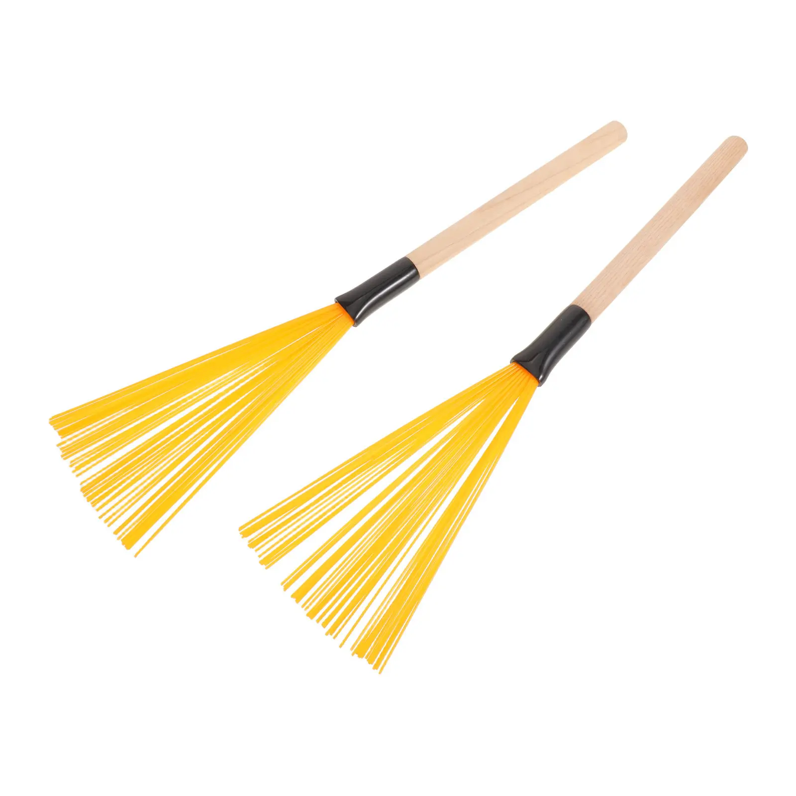 1Pair Yellow Nylon Drum Brushes Wood Handle Jazz Snare Brushes Drumstick Set Professional Bundle for Drum Kit Acoustic