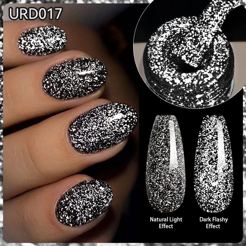 UR SUGAR 15 ml Reflektierender Gel-Nagellack, Neon-Glitzer, semi-permanent, langlebig, Soak Off UV-Gel, Maniküre, DIY-Nagelkunst-Lack