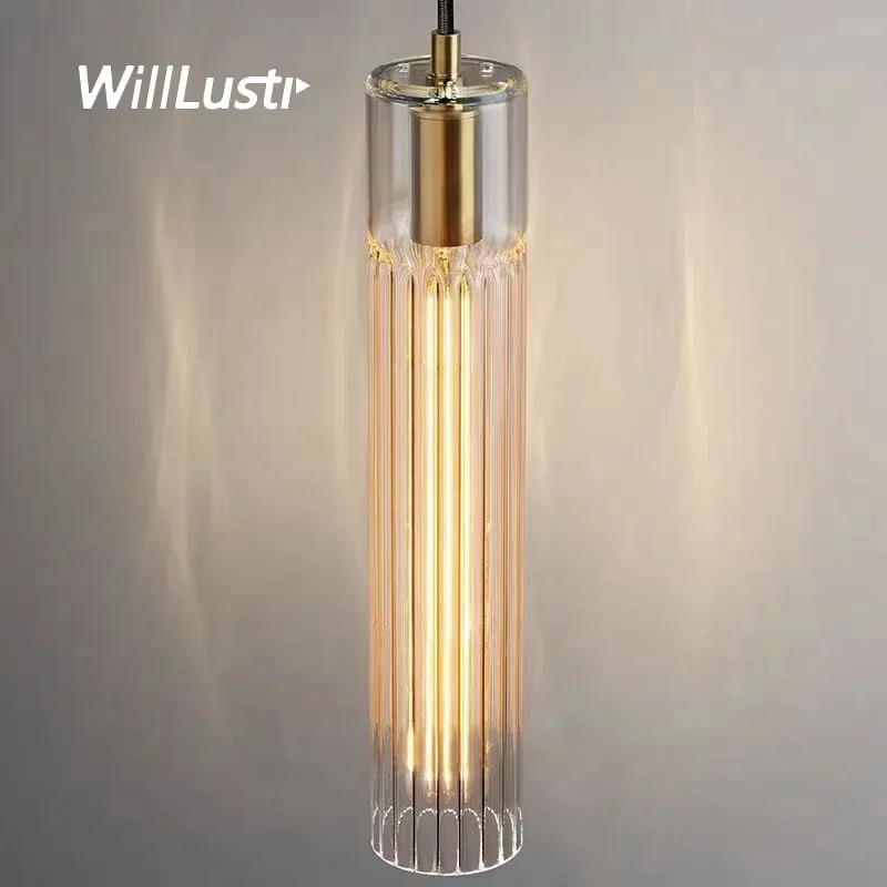 K9 Crystal Pendant Lamp Creative Cylinder Suspension Light Hotel Cafe Bar Store Bedroom Copper Hanging Ceiling Chandelier