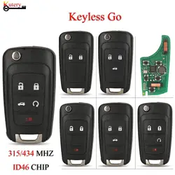 Jingyuqin 315/433MHz ID46 Keyless Go pieghevole chiave per auto intelligente a distanza per Chevrolet Cruze Malibu Impala Orlando Regal Opel Buick