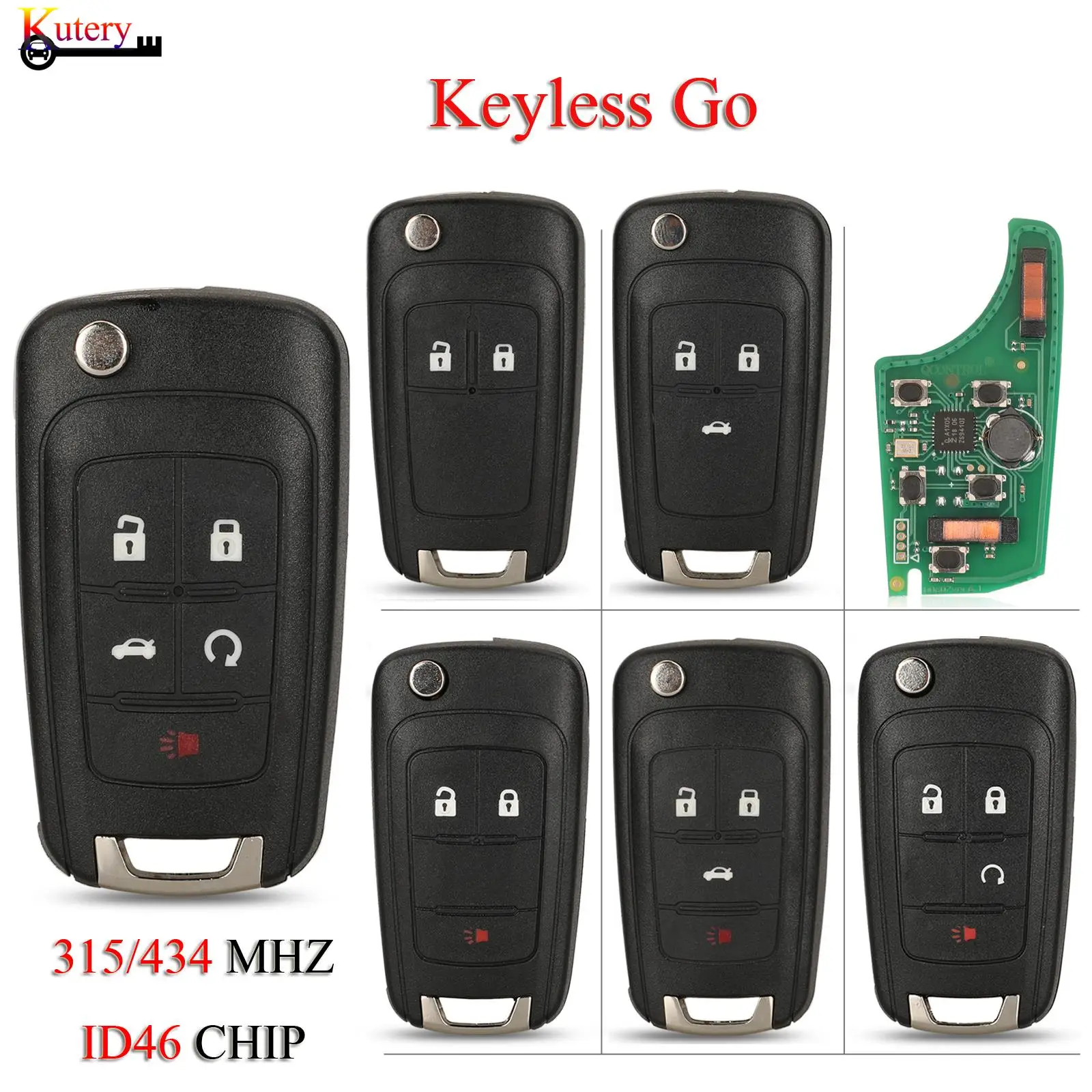 jingyuqin 315/433MHz ID46 Keyless Go Folding Remote Smart Car Key For Chevrolet Cruze Malibu Impala Orlando Regal Opel Buick