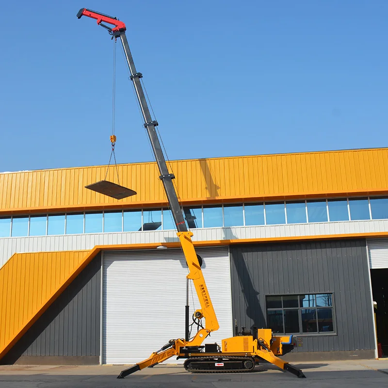 Customized Hydraulic Spider Crane Mobile Crawler Crane 360° Rotation Foldable Outriggers For Indoor Lifting And Assembly Work