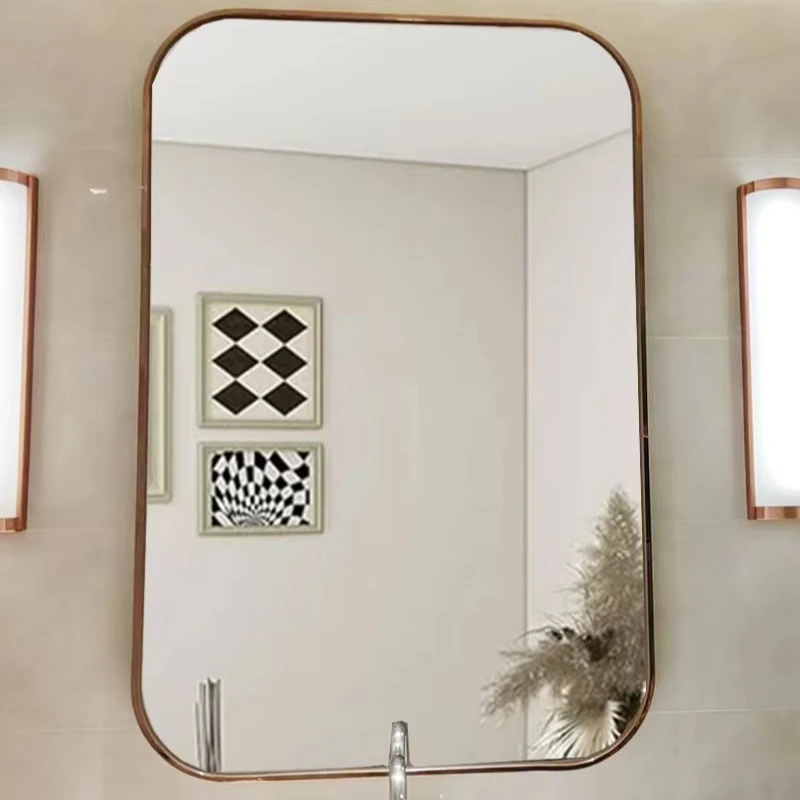 

Rose gold and bronze gold stainless steel frame rust-proof modern decorative bathroom wall mirror, suitable for homes and hotels